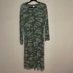Old Navy Midi Camo Dress with Long Sleeves